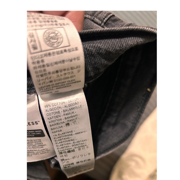 Levi's Wedgie Straight Jeans Black Wash Size 31x28 Distressed Denim - Picture 8 of 9